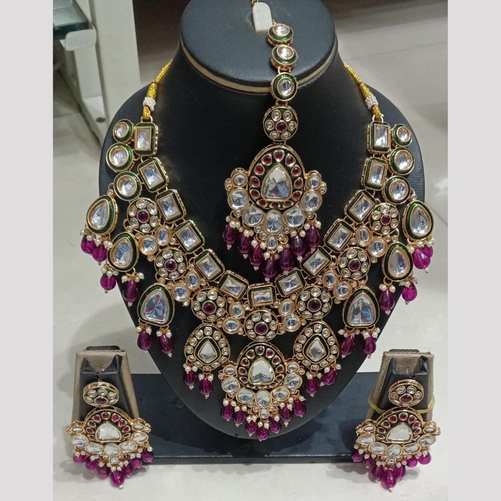 SNERA Kundan Stone And Beads Elegant Necklace Set