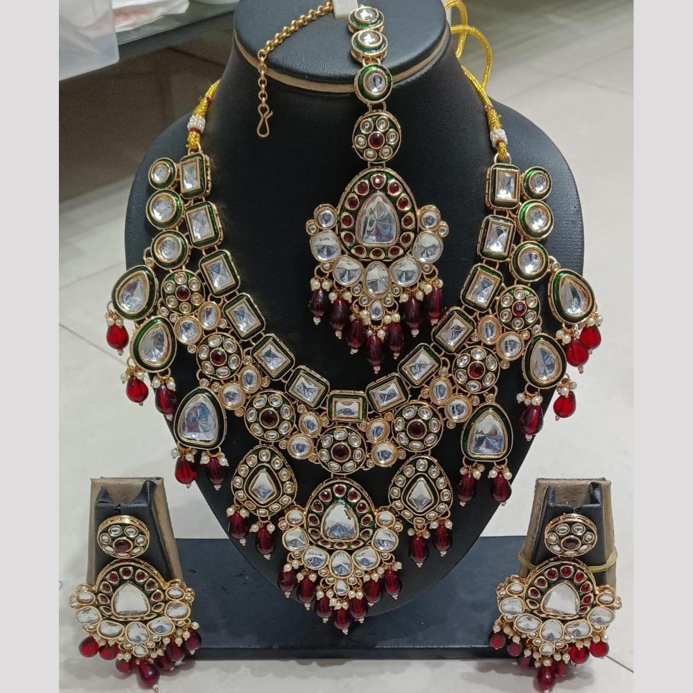 SNERA Kundan Stone And Beads Elegant Necklace Set