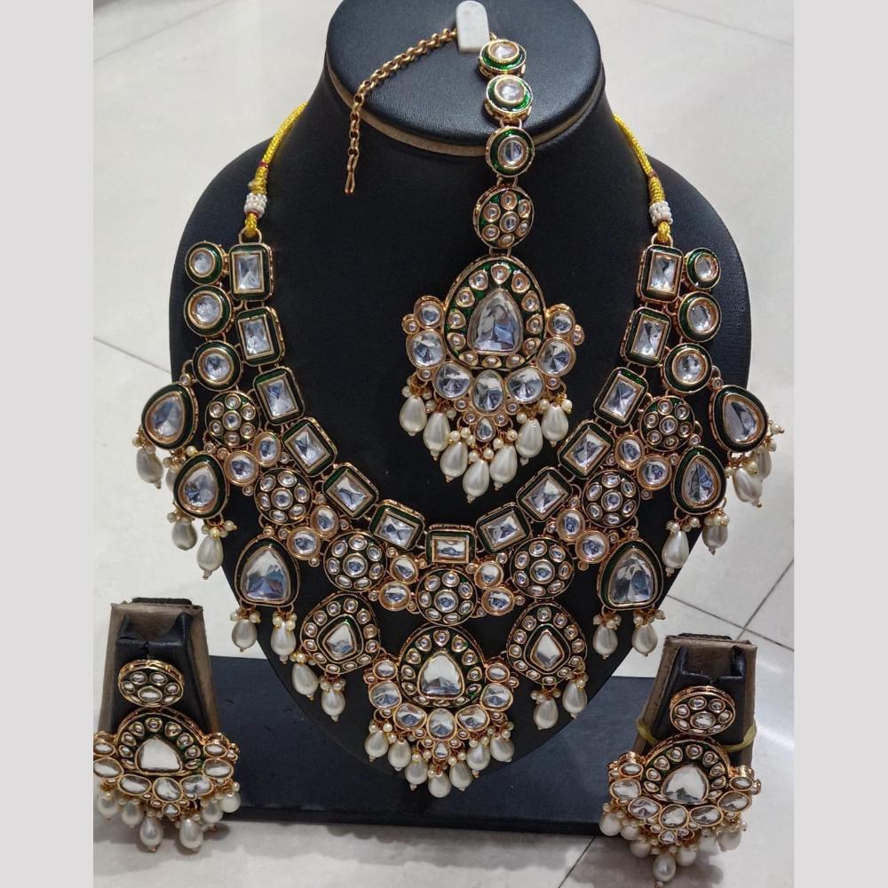 SNERA Kundan Stone And Beads Elegant Necklace Set