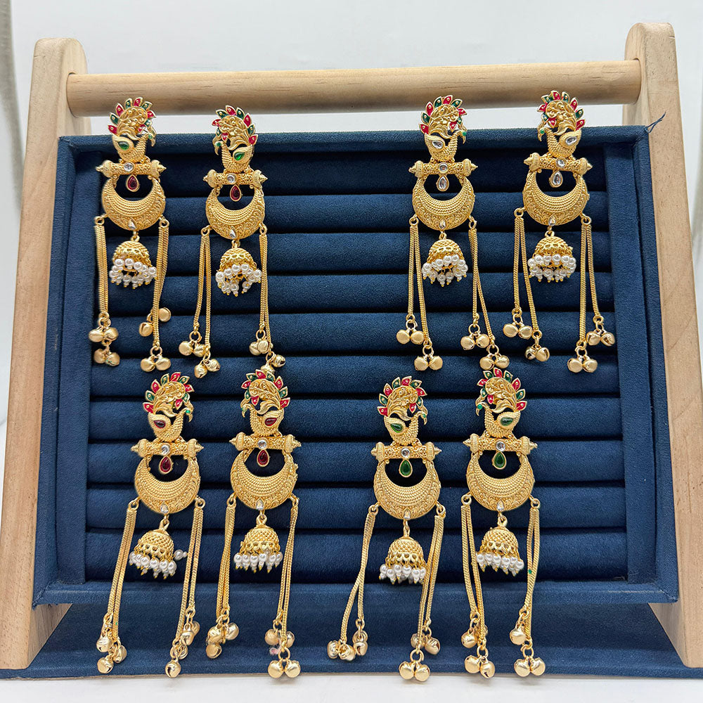 SNERA Graceful Pota Stone And Pearl Kashmiri Dangler Earrings