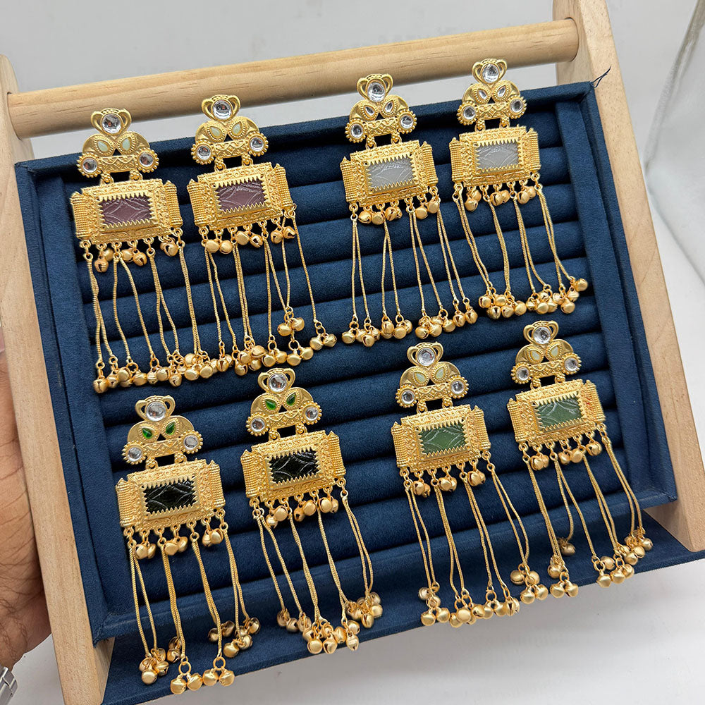 SNERA Graceful Pota Stone And Pearl Kashmiri Dangler Earrings