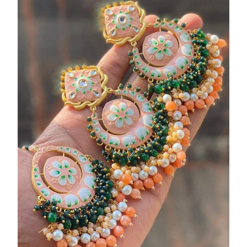 SNERA Ethnic Kundan Stone And Pearl Earrings With Maangtikka