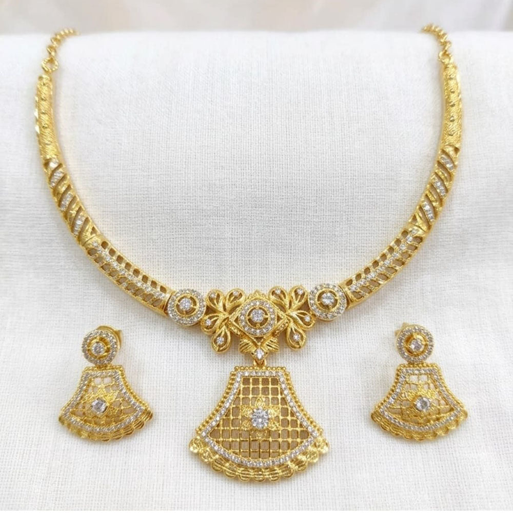 SNERA Traditional Gold Plated Austrian Stone Designer Necklace Set with Earrings