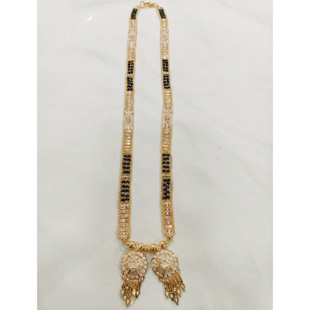 SNERA Gold Plated Black Beads Long Mangalsutra