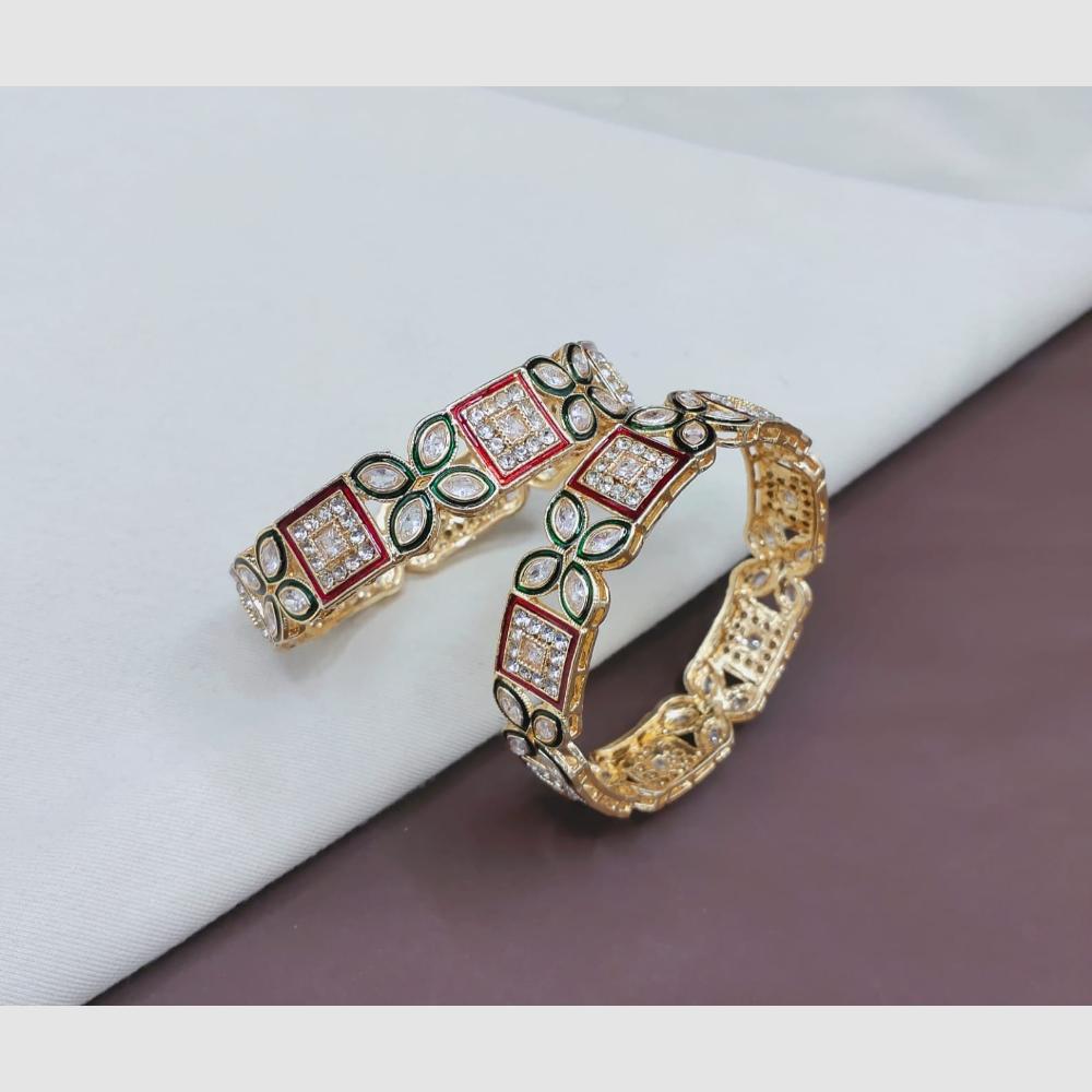 SNERA Elegant Crystal Stone and Austrian Stone Meenakari Designer Bangles Set