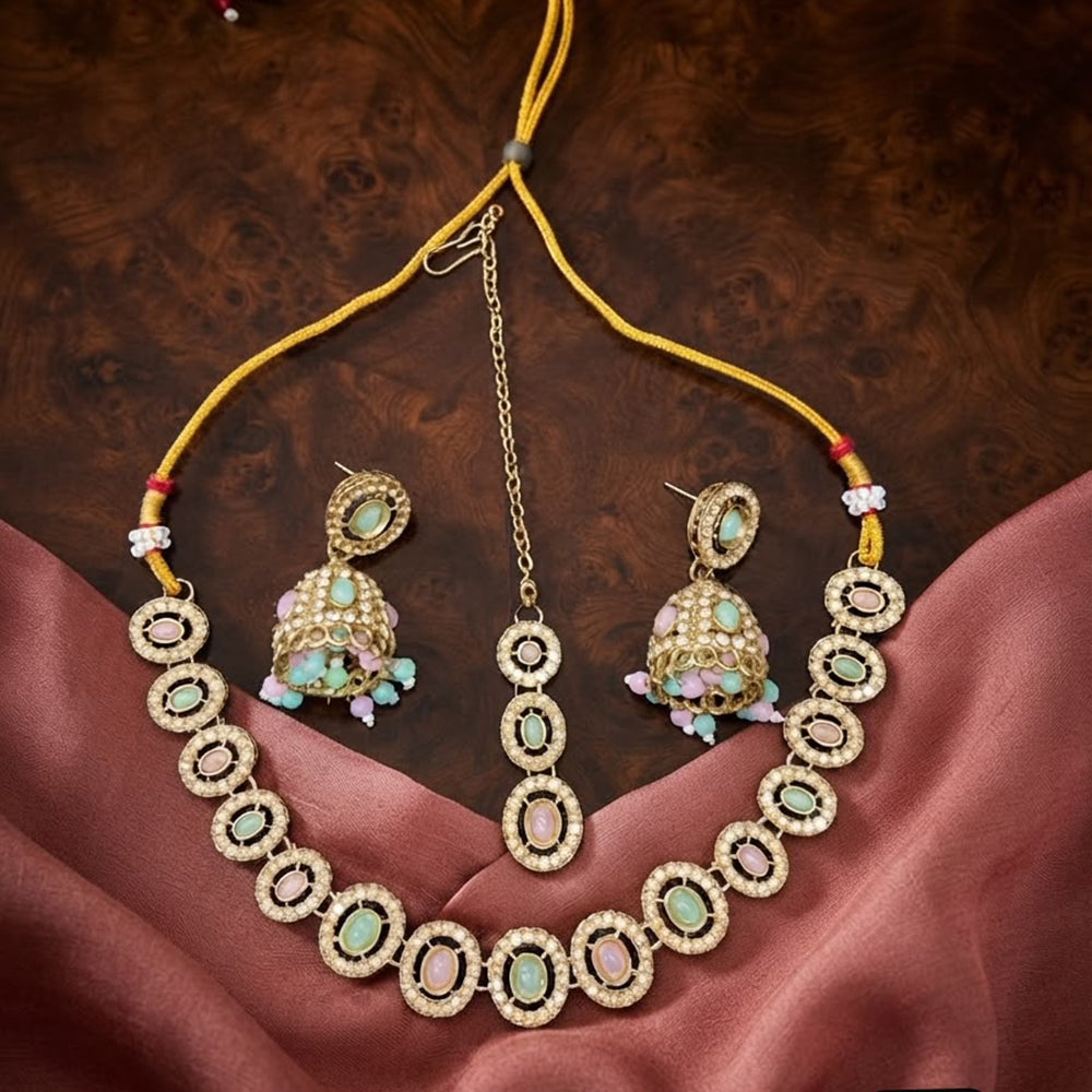 SNERA Elegant Crystal Stone And Pearl Necklace Set Women