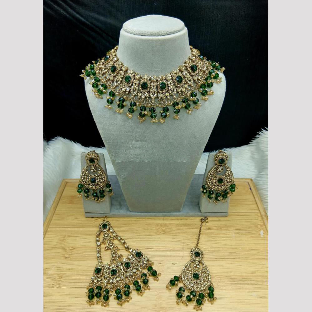 SNERA Elegant Crystal Stone And Pearl Necklace Set Women