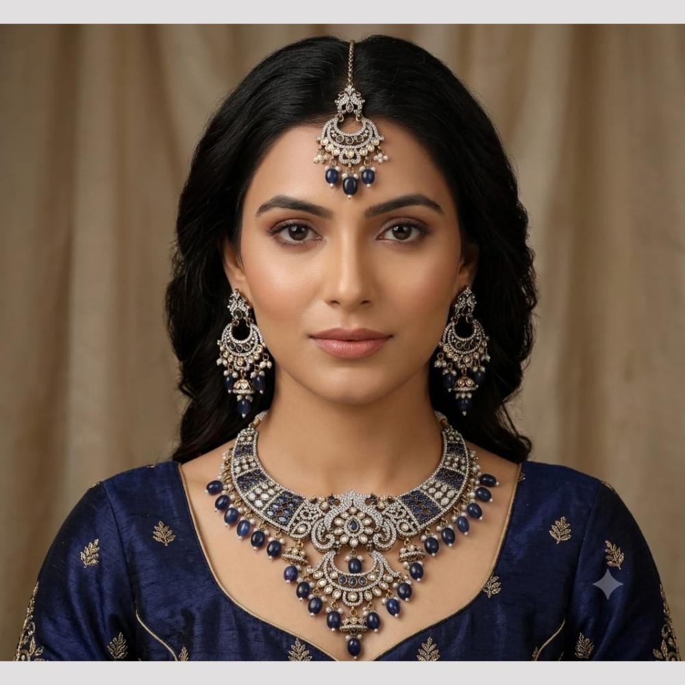 SNERA Elegant Crystal Stone Beads And Pearl Necklace Set Women