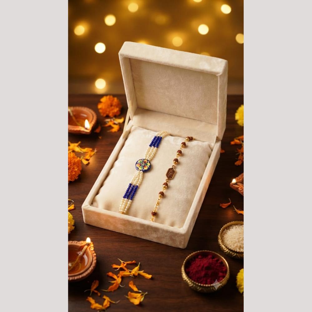 SNERA Designer Meenakari And Pearl Rakhi for Bhaiya Bhabhi