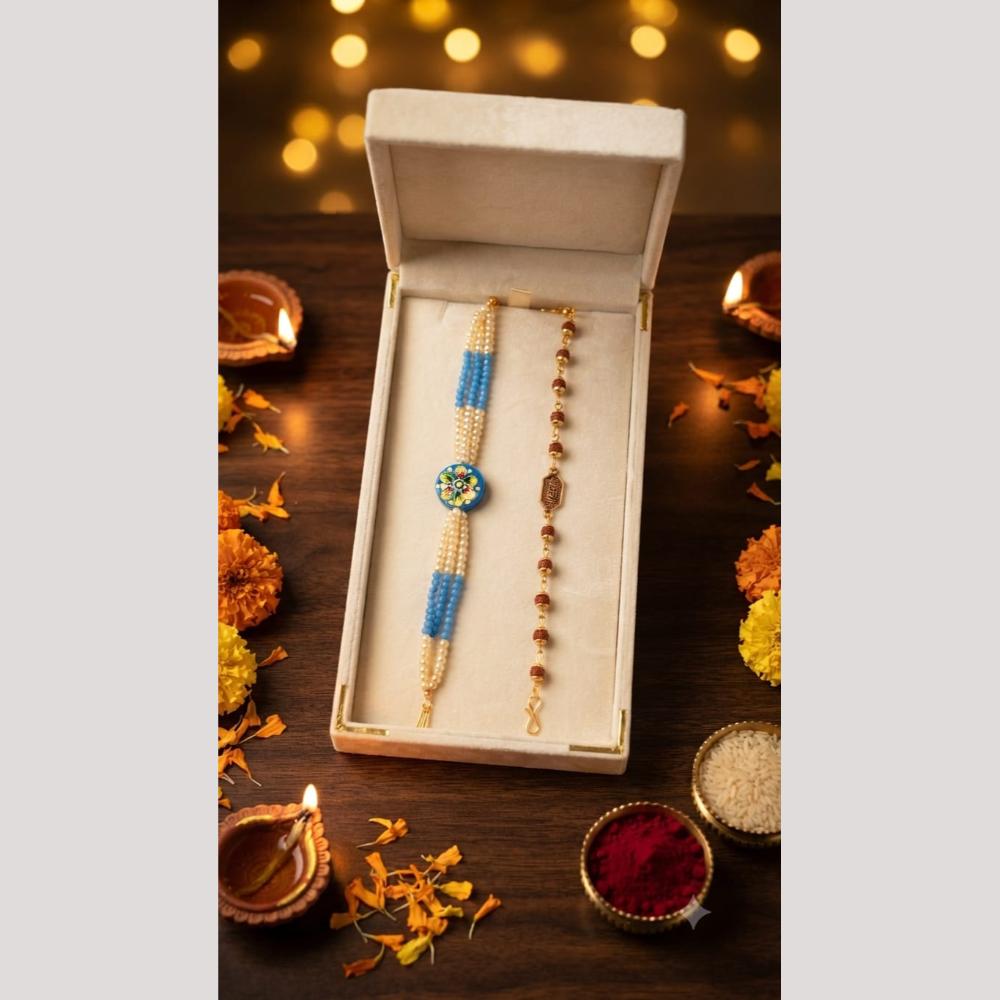 SNERA Designer Meenakari And Pearl Rakhi for Bhaiya Bhabhi