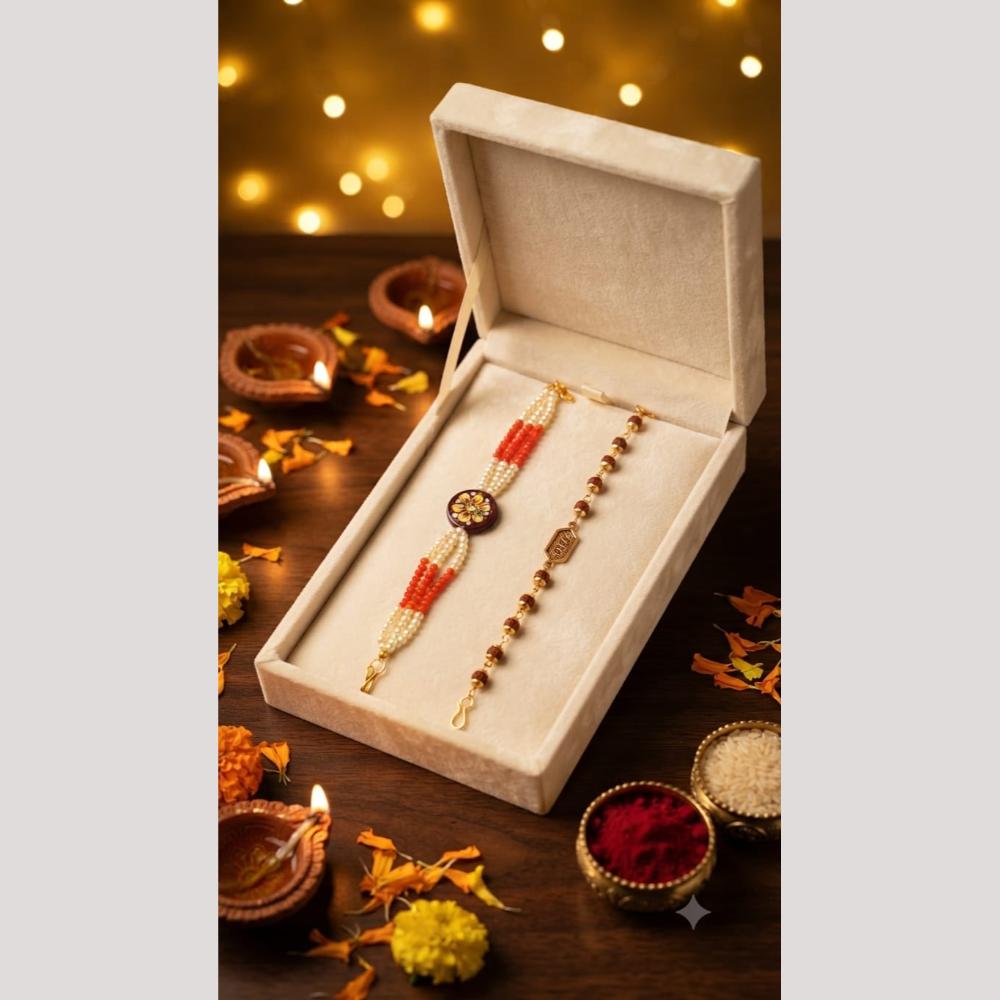 SNERA Designer Meenakari And Pearl Rakhi for Bhaiya Bhabhi