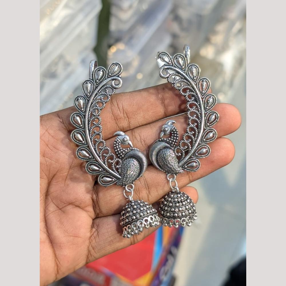 SNERA Vintage Oxidised Plated Earcuff Jhumki Earrings for Women