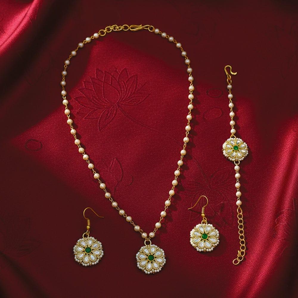 SNERA Traditional Kundan Stone And Pearl Jewellery Combo Set for Women