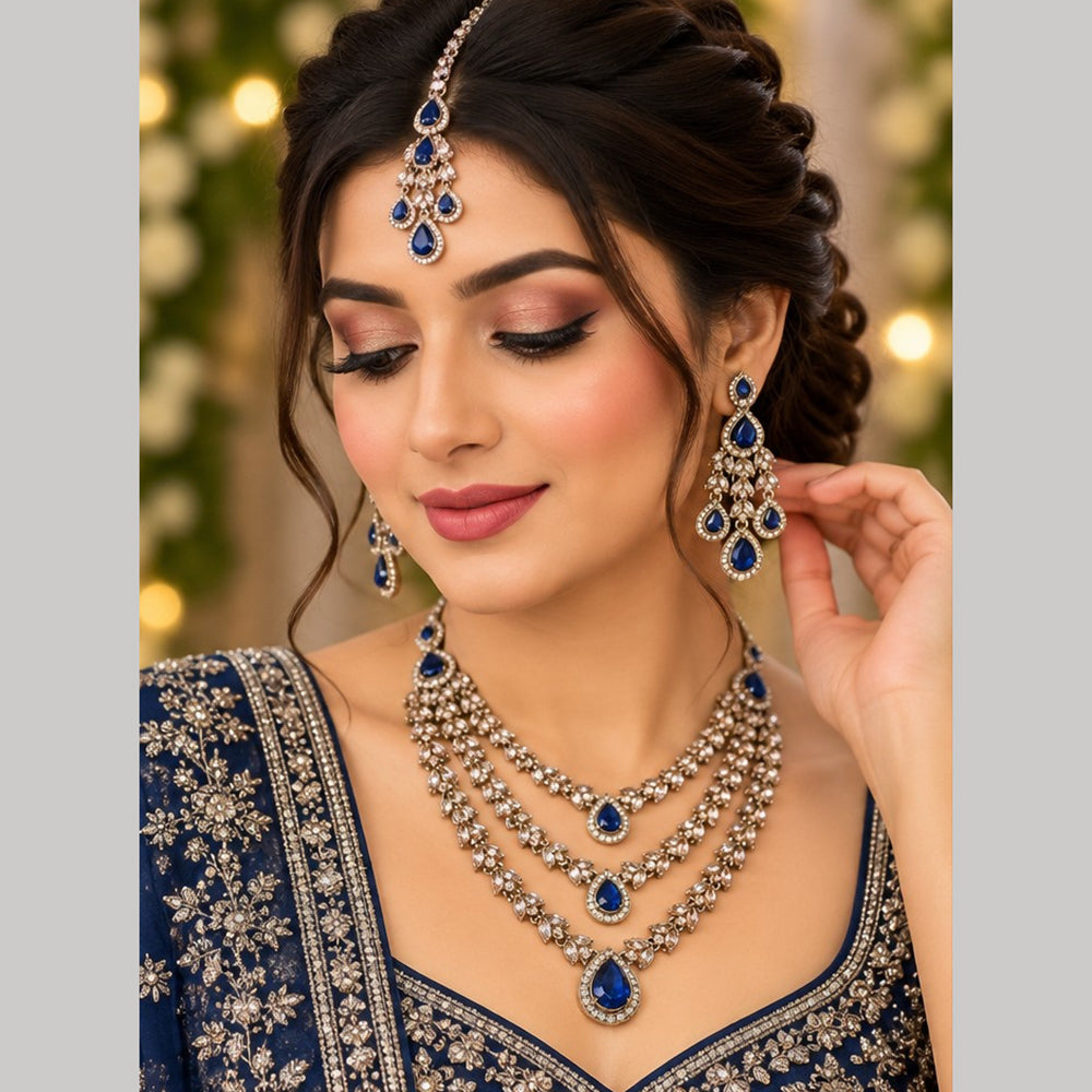 SNERA Ethnic Pota Stone Multi Layer Necklace Set