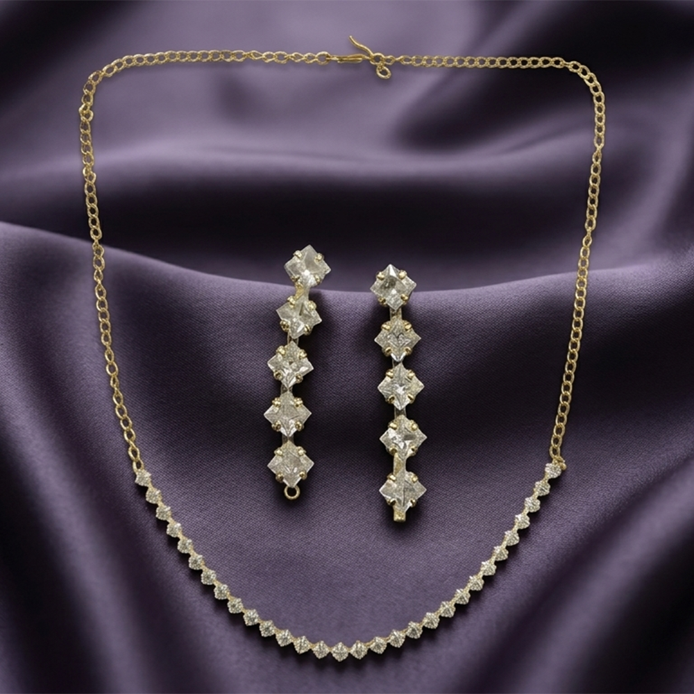 Urthn Pack Of 3 Austrian Stone Gold Plated Necklace Set