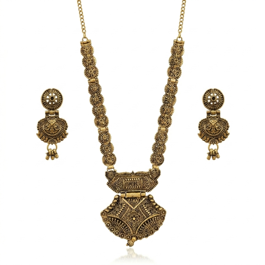 Urthn South Indian Style Antique Gold Plated Pearl Necklace Set (Pack of 6)