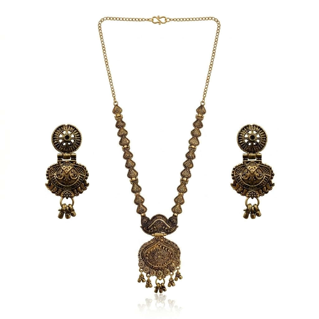 Urthn South Indian Style Antique Gold Plated Pearl Necklace Set (Pack of 6)