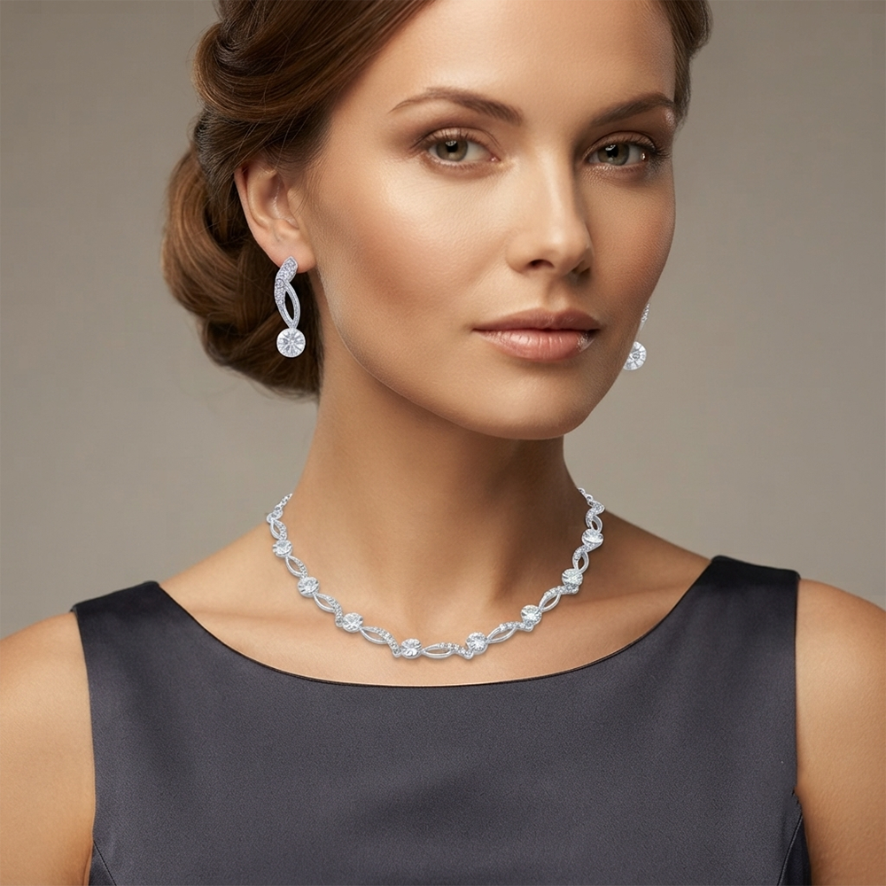Darshana Jewels Premium Austrian Stone Necklace Set for Women (Set of 3)