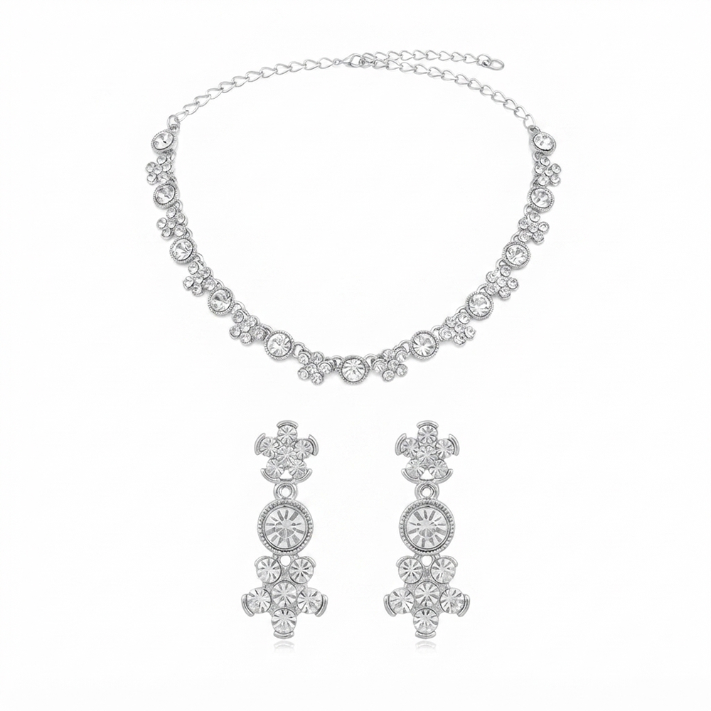 Darshana Jewels Sparkling Austrian Stone Jewellery Set with Earrings (Set of 3)