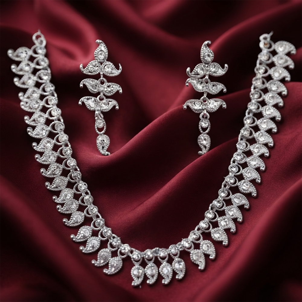 Darshana Jewels Glamorous Austrian Stone Necklace Set (Set of 3)