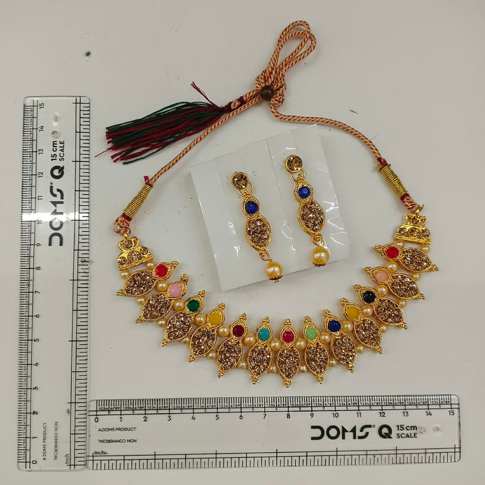 Urthn Gold Plated Pearl & Crystal Necklace Set for Women Traditional Jewellery (pack Of 3)