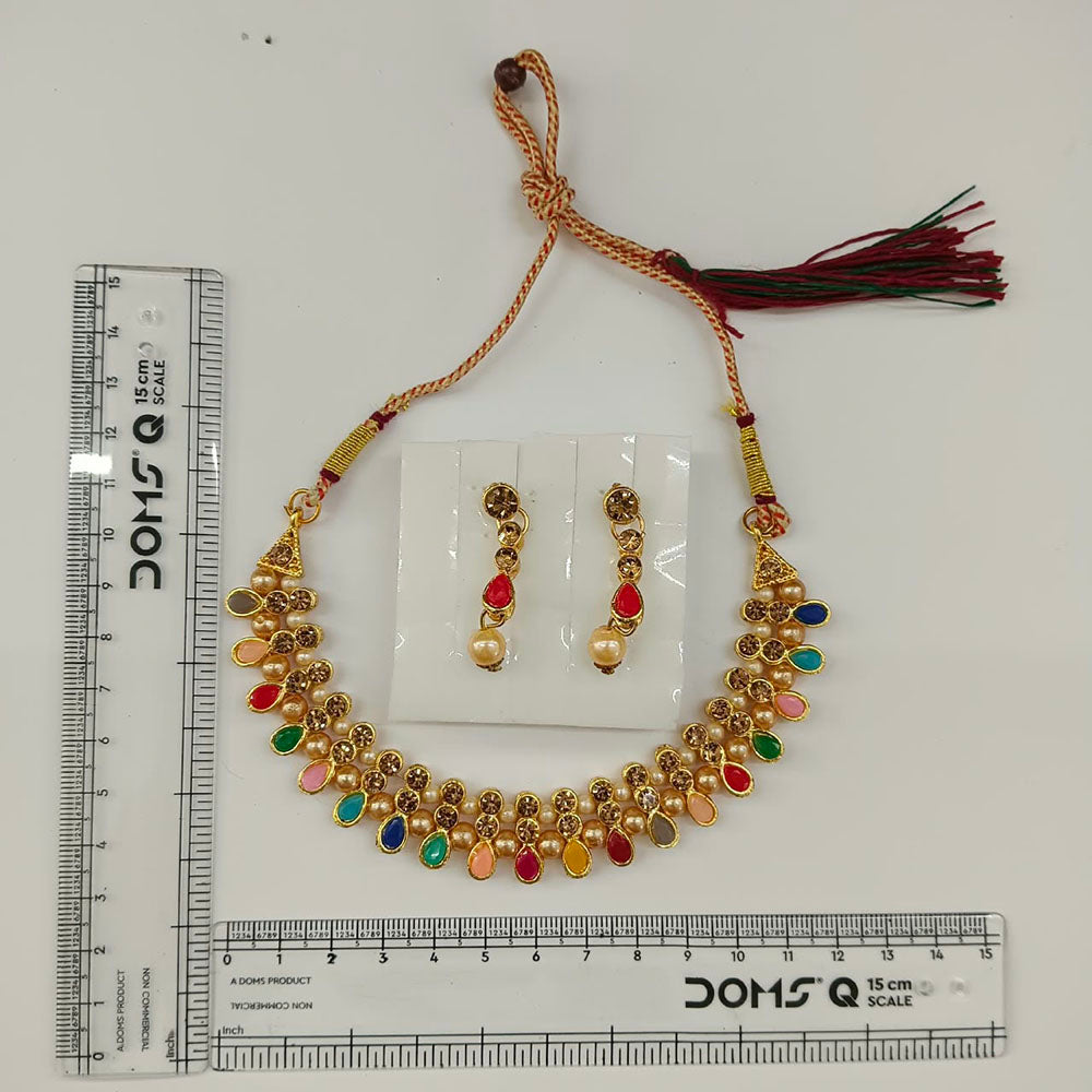 Urthn Gold Plated Pearl & Crystal Necklace Set for Women Traditional Jewellery (Pack of 6)