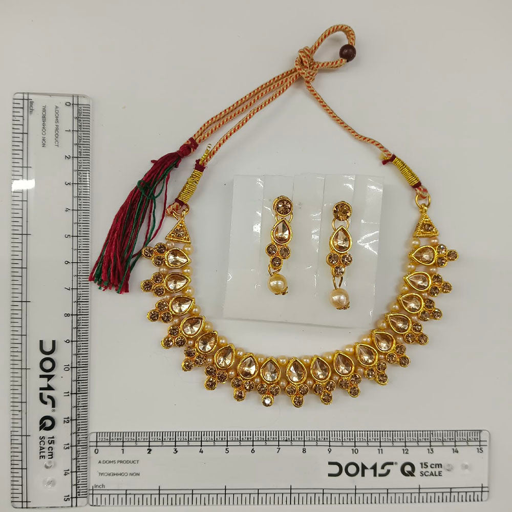 Urthn Gold Plated Pearl & Crystal Necklace Set for Women Traditional Jewellery (Pack of 6)