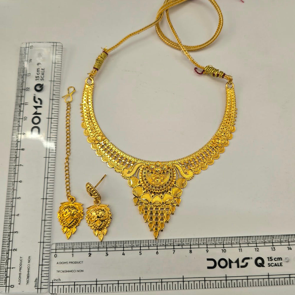 Urthn Traditional Gold Plated Necklace Set with Maangtikka | Elegant Ethnic Jewellery for Women(Pack Of 3 )