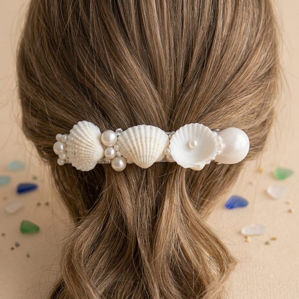 Kavya's Kreation Designer Shell And Pearl Hair Clip