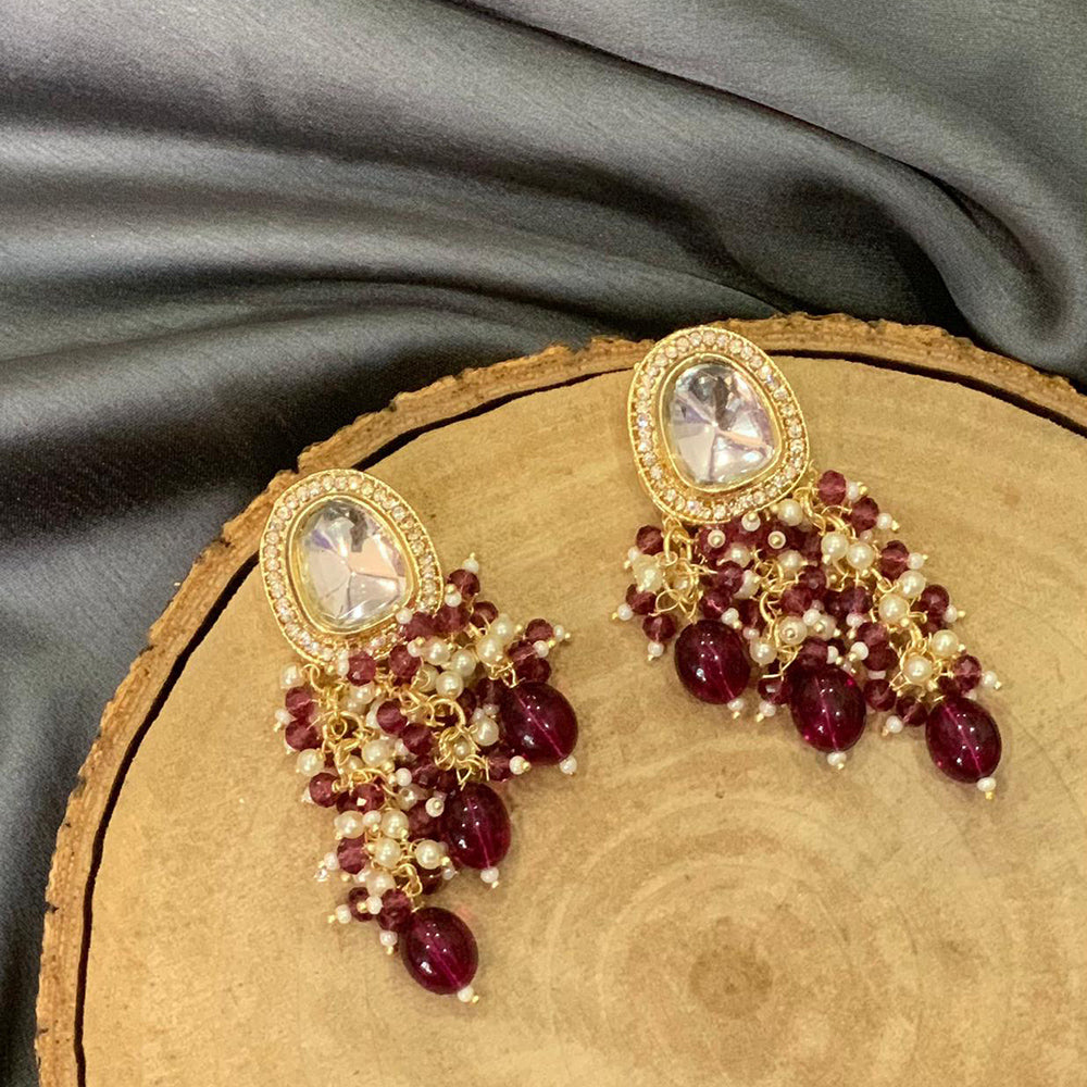 Deep Enterprises Gold Plated Crystal Stone Dangler Earrings