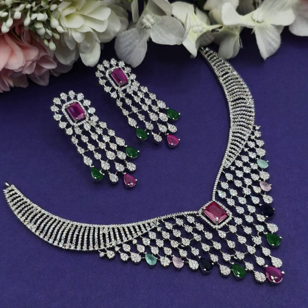 Everlasting Quality Jewels Gold Plated American Diamond Necklace Set