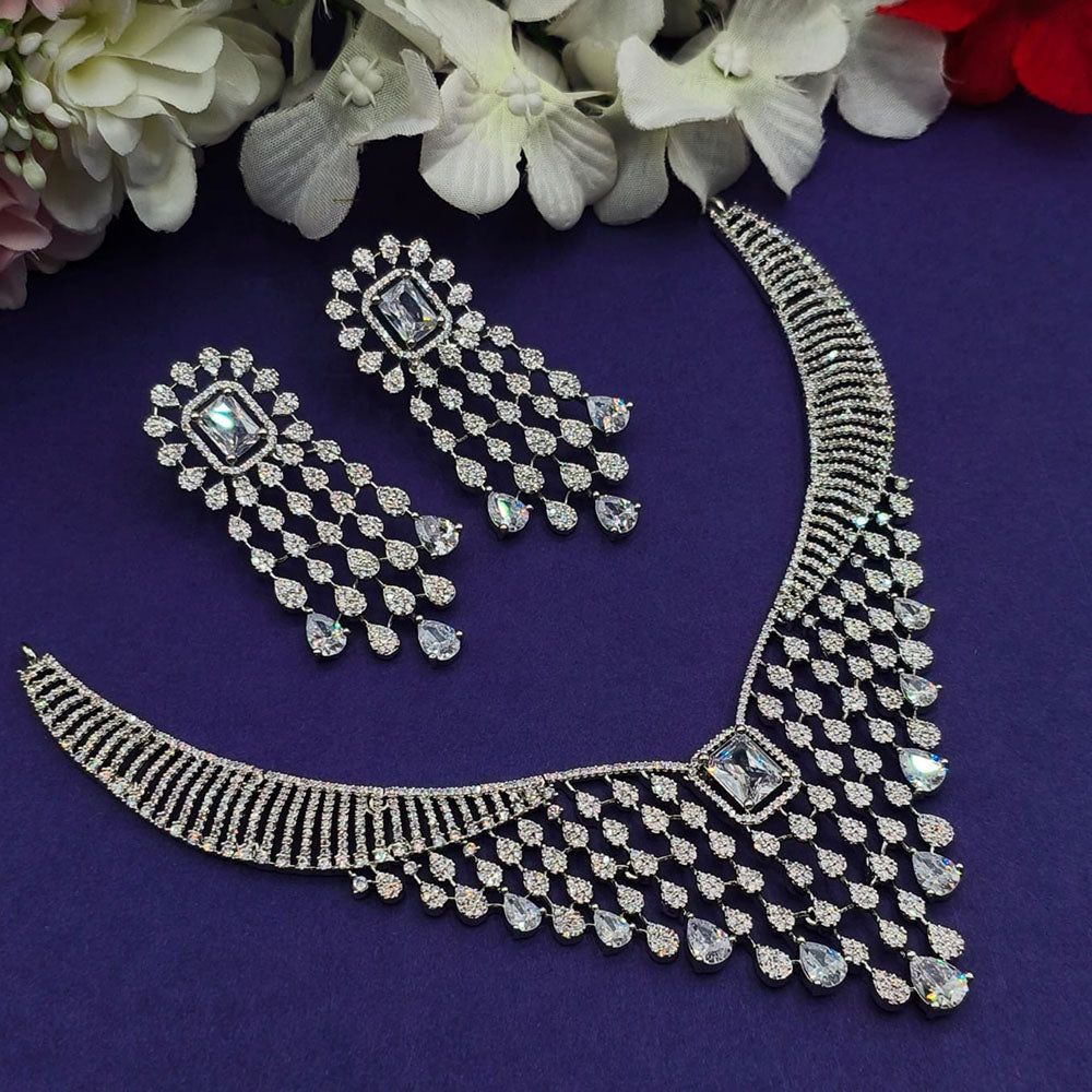 Everlasting Quality Jewels Gold Plated American Diamond Necklace Set