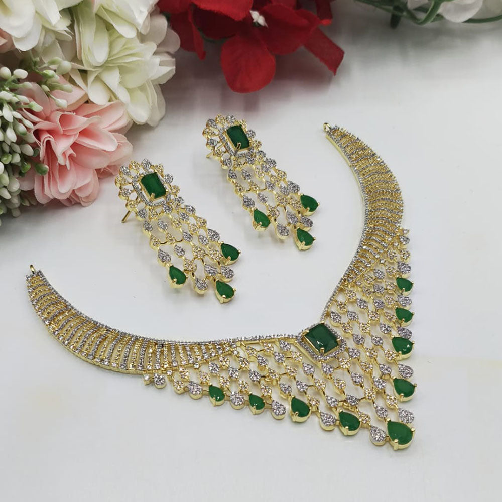 Everlasting Quality Jewels 2 Tone Plated American Diamond Necklace Set