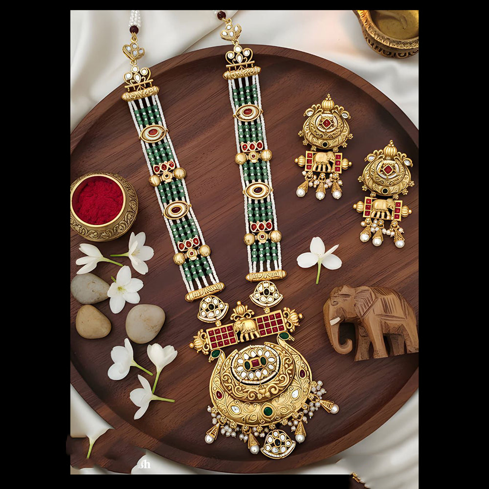 Everlasting Quality Jewels Royal Pota Stone Pearl And Beads Long Necklace Set