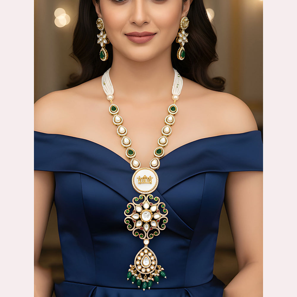 Everlasting Quality Jewels Royal Pota Stone Pearl And Beads Long Necklace Set