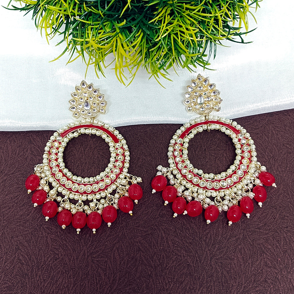 Darshana Jewels Gold Plated Kundan Dangler Earrings