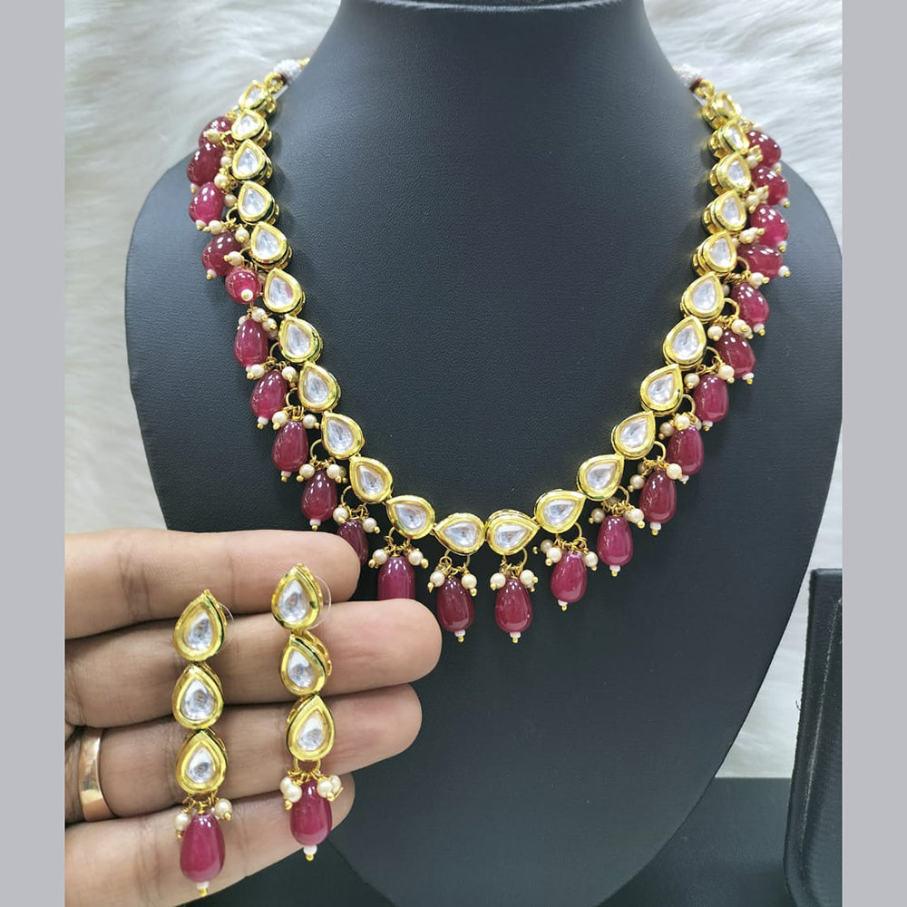 FS Collection Gold Plated Kundan Stone Necklace Set