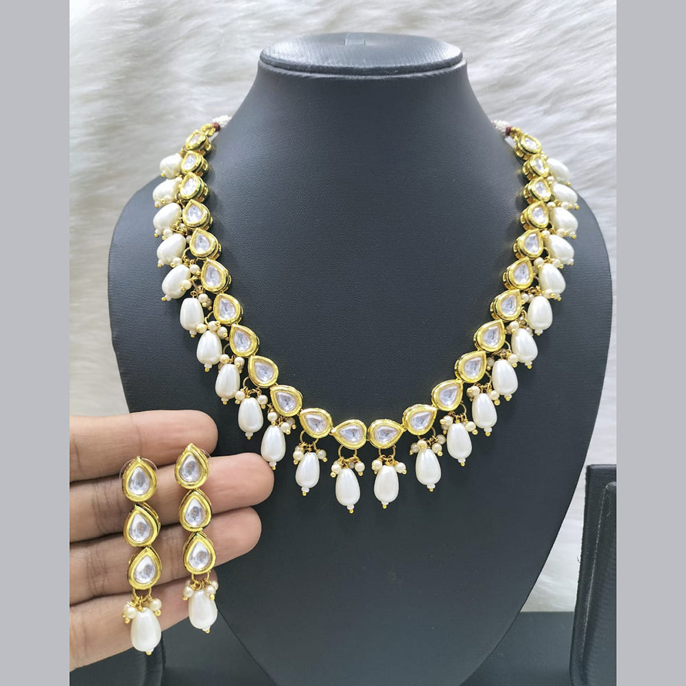 FS Collection Gold Plated Kundan Stone Necklace Set