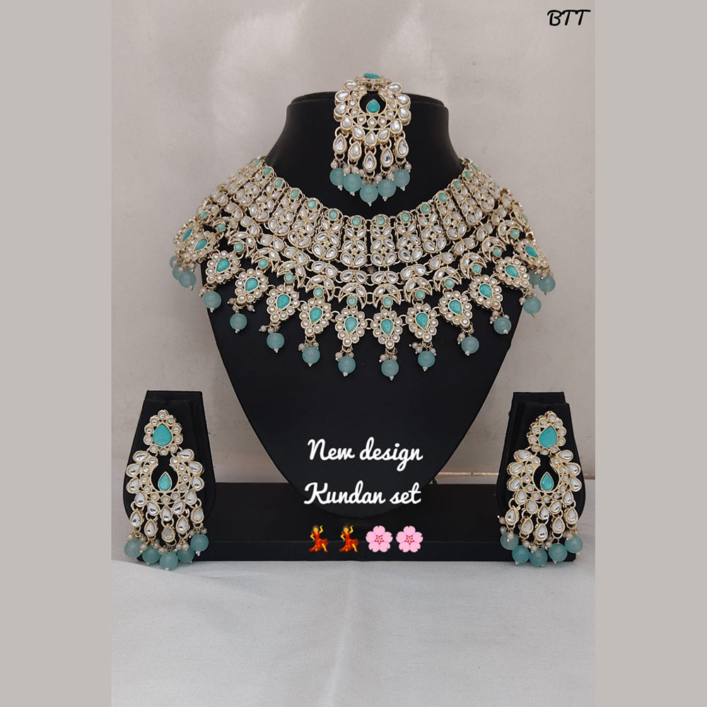 FS Collection Gold Plated Kundan Stone Necklace Set