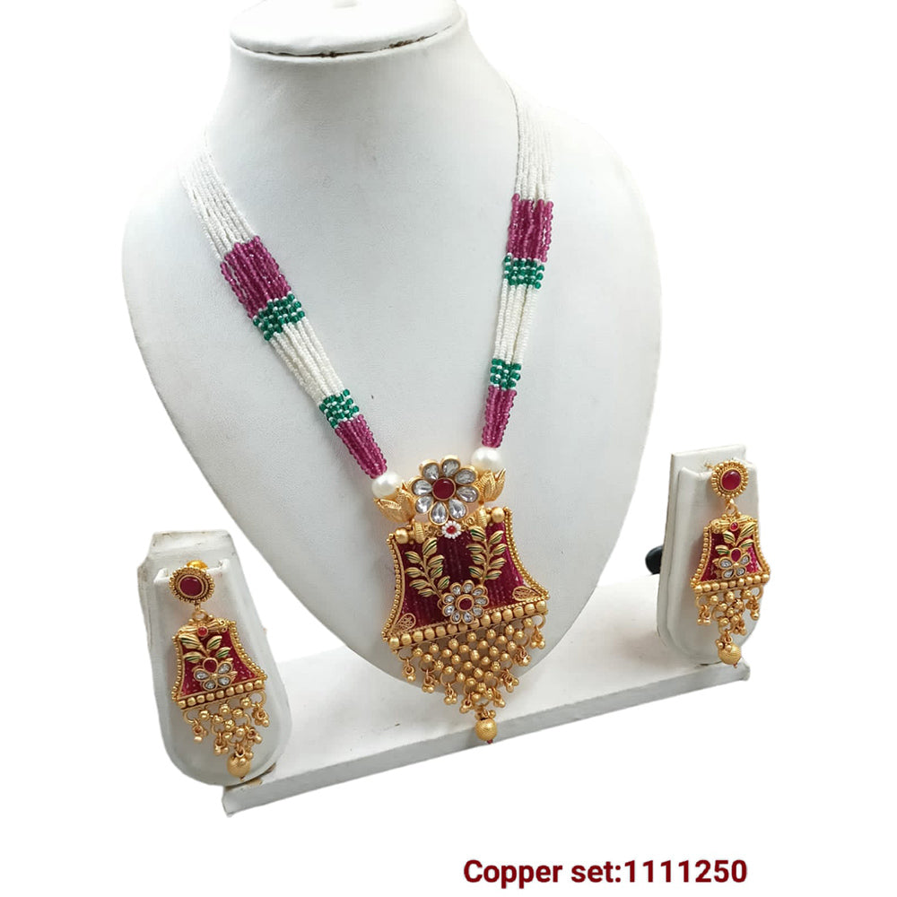 FS Collection Gold Plated Long Necklace Set