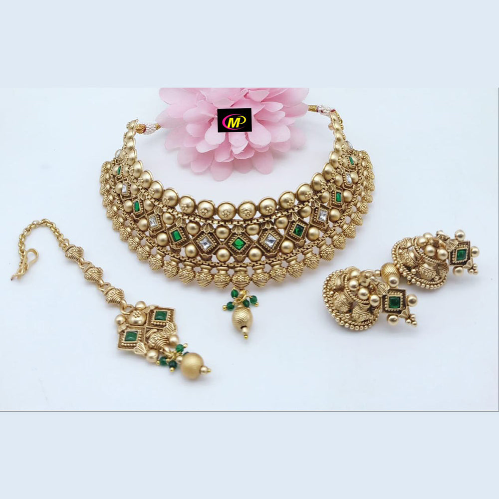 FS Collection Gold Plated Pota Stone Necklace Set