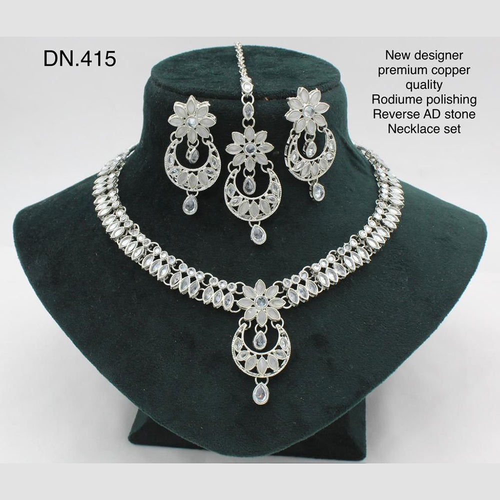 FS Collection Rodium Polish Reverse AD Stone Necklace Set