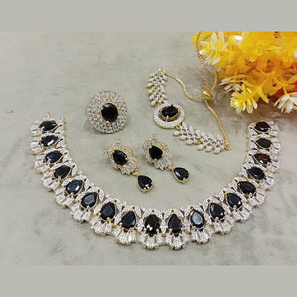 FS Collection Silver Plated AD Stone Combo Set