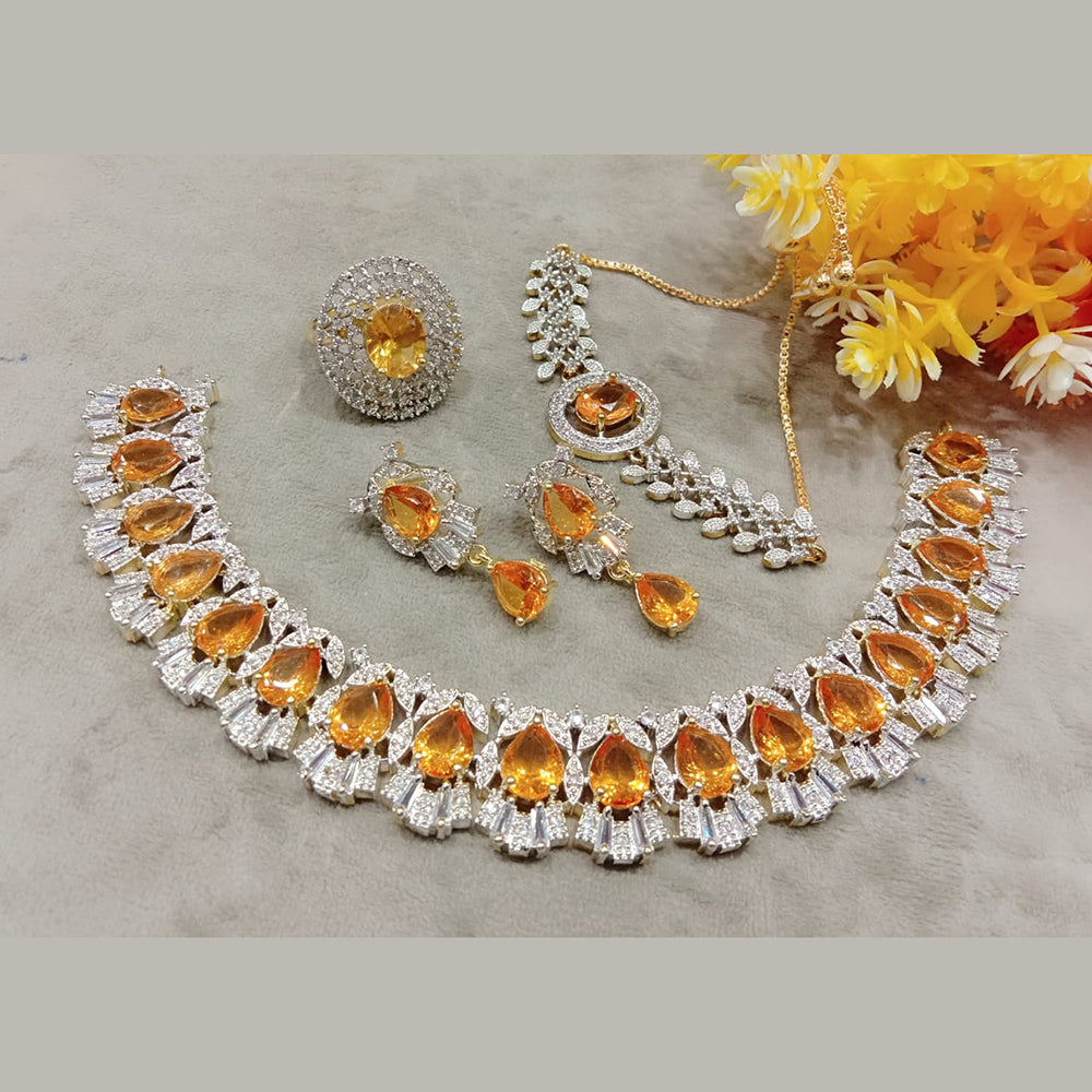 FS Collection Silver Plated AD Stone Combo Set