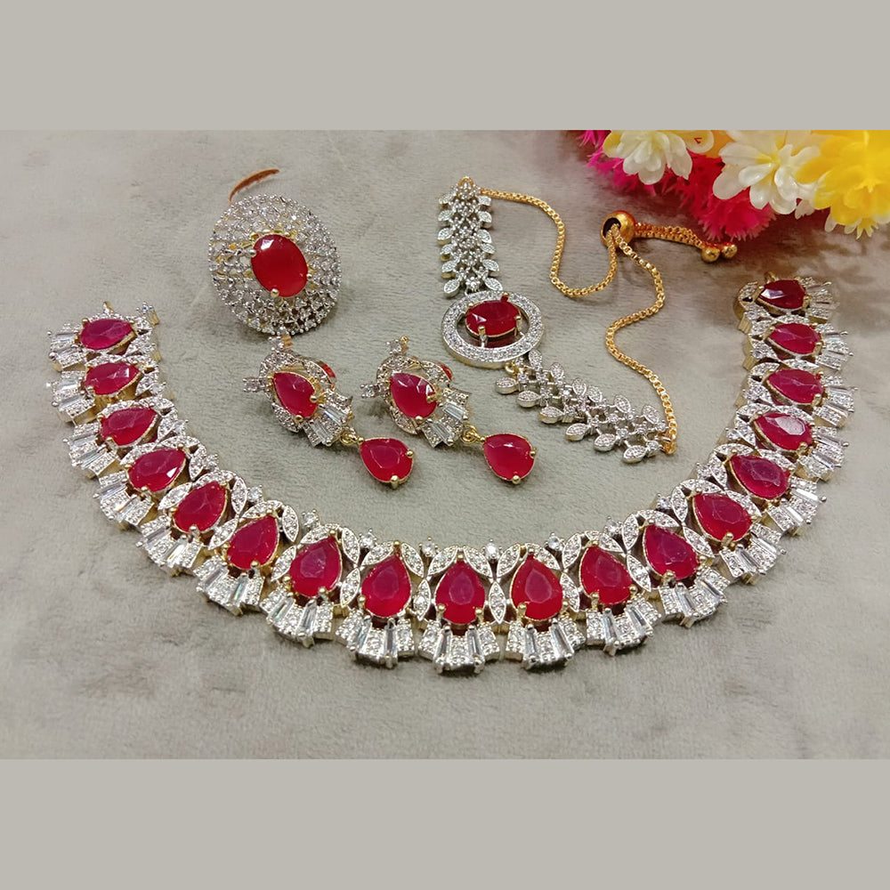 FS Collection Silver Plated AD Stone Combo Set