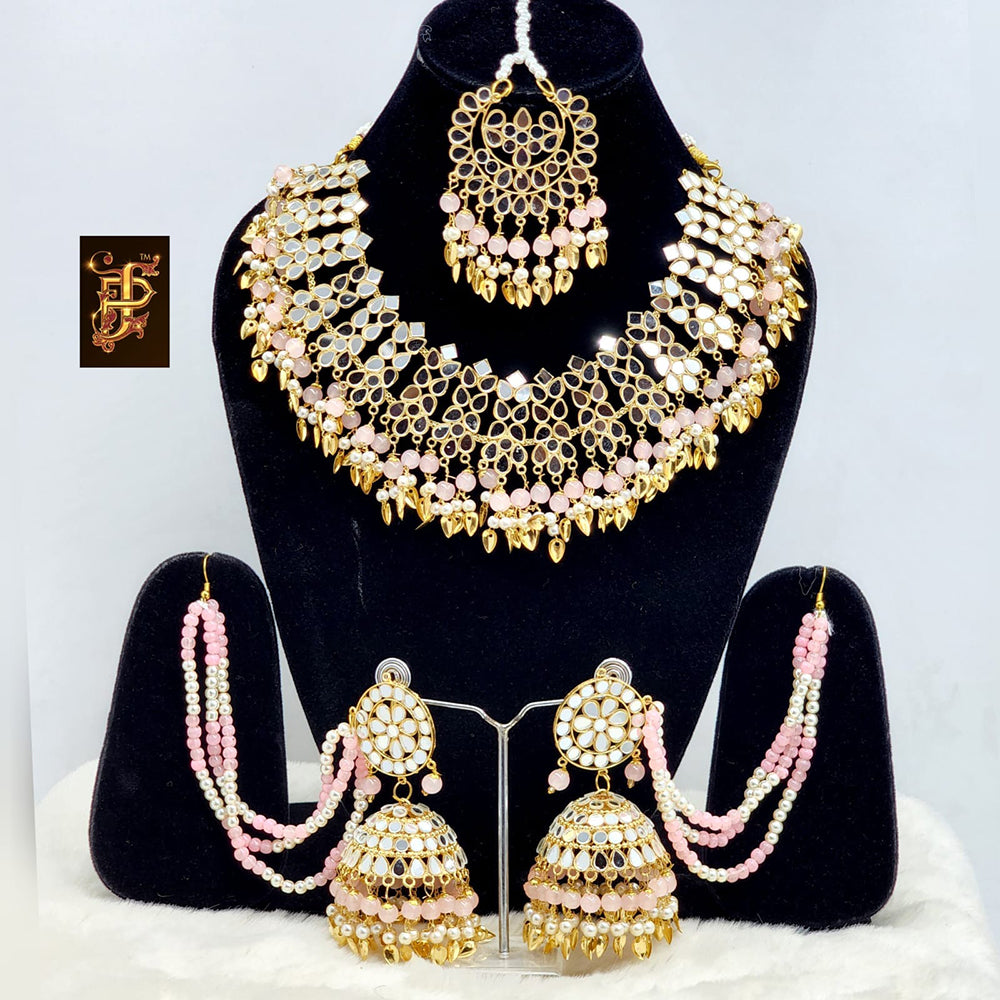 FS Collection Gold Plated Mirror Necklace Set