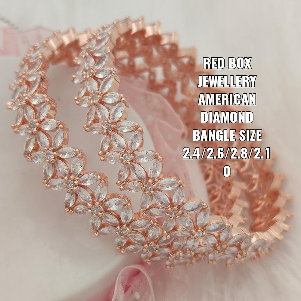 FS Collection Rose Gold Plated AD Stone Bangle Set