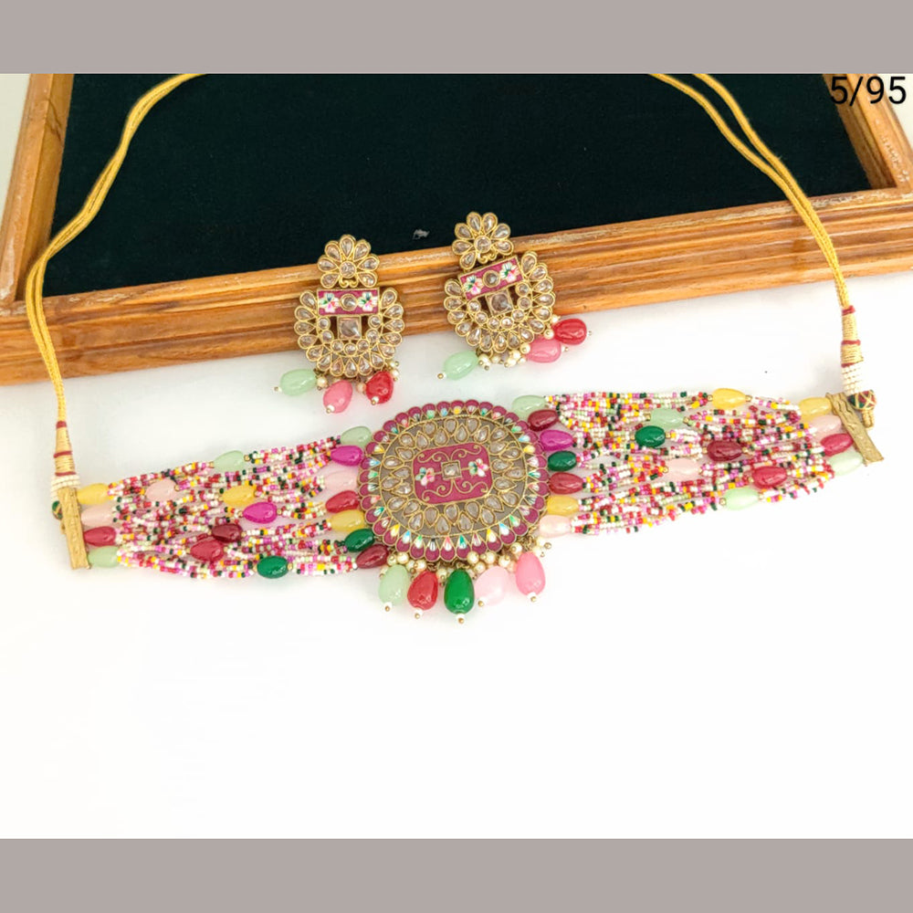 FS Collection Gold Plated Crystal Stone Necklace Set