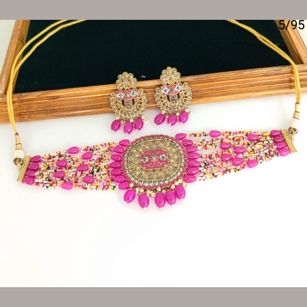 FS Collection Gold Plated Crystal Stone Necklace Set