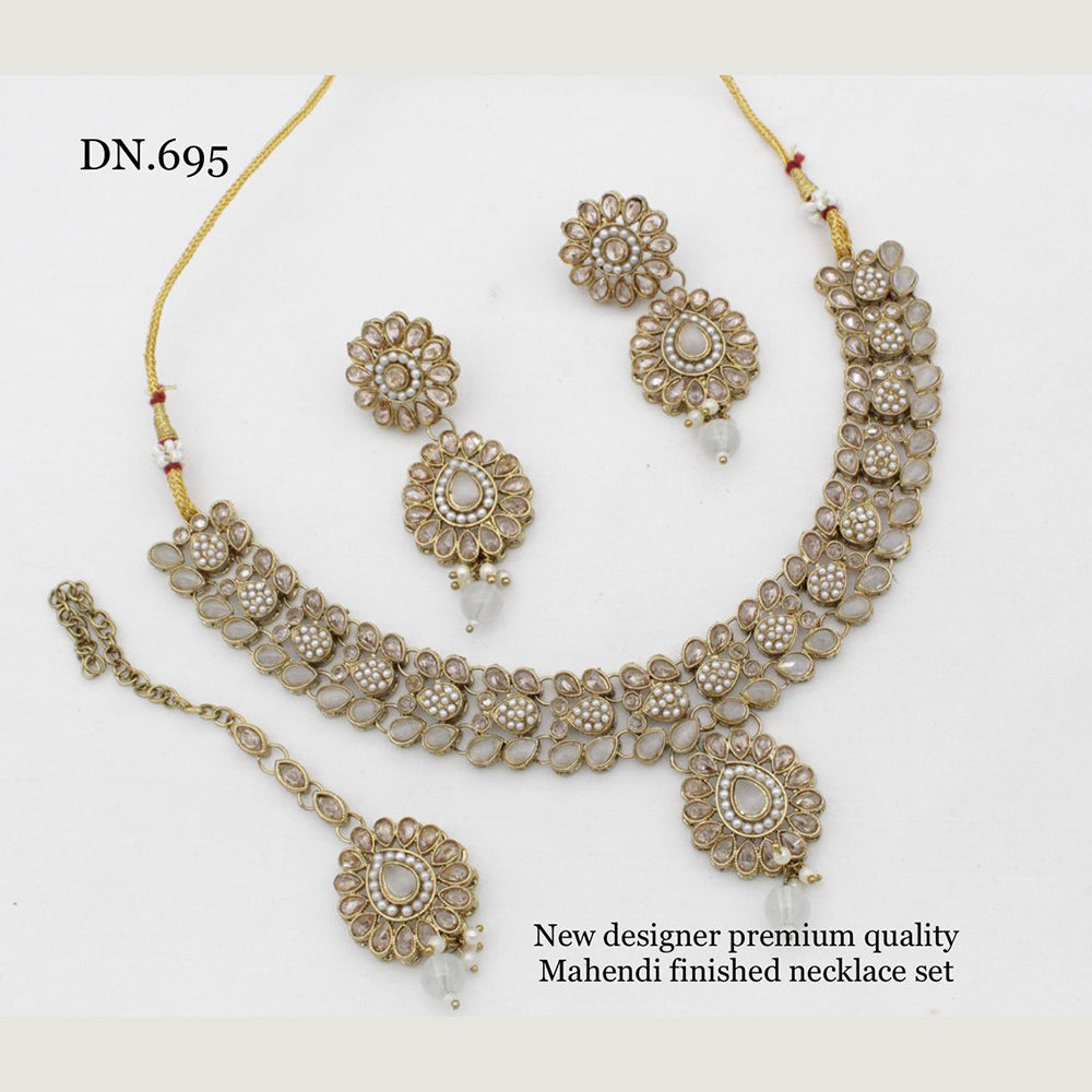 FS Collection Gold Plated Crystal Stone Necklace Set